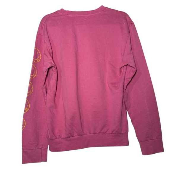 Nirvana Pink Oversized Crewneck Sweatshirt Smiley Face Graphic Size Small - Picture 2 of 8